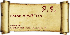 Patak Vitális névjegykártya